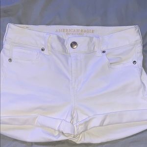 Next Level stretch white denim jean shorts
